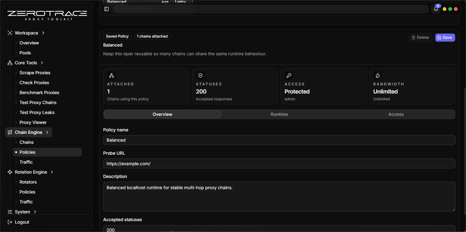 Chain Engine Policies