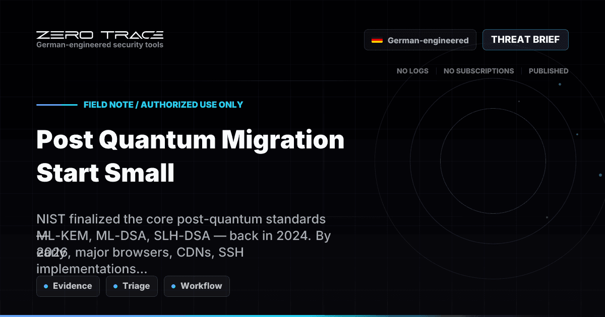 Post Quantum Migration Start Small - ZeroTrace blog image